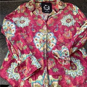 Floral Red Button Down Shirt